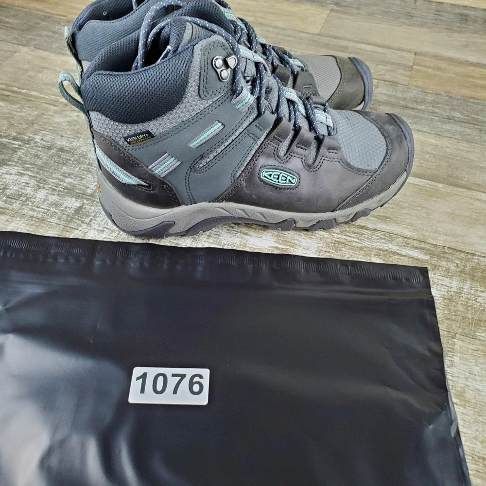 Keen Steens‎ Mid Womens Boots Sz 9 Steel Gray Ocean Wave Waterproof Hiking Boots